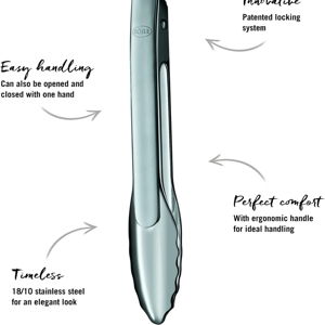 Rösle Stainless Steel 9-inch One-Handed Locking Tongs (12915)