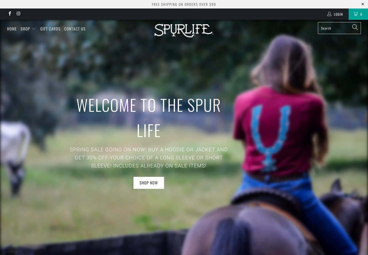Screenshot of Spur Life, from the weebly websites collection.
