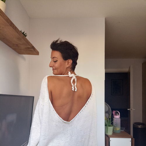 Strick-/Häkelmuster: Rückenfreier Sommerpullover