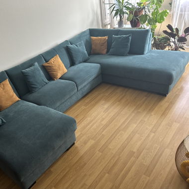 Large aquamarine sofa