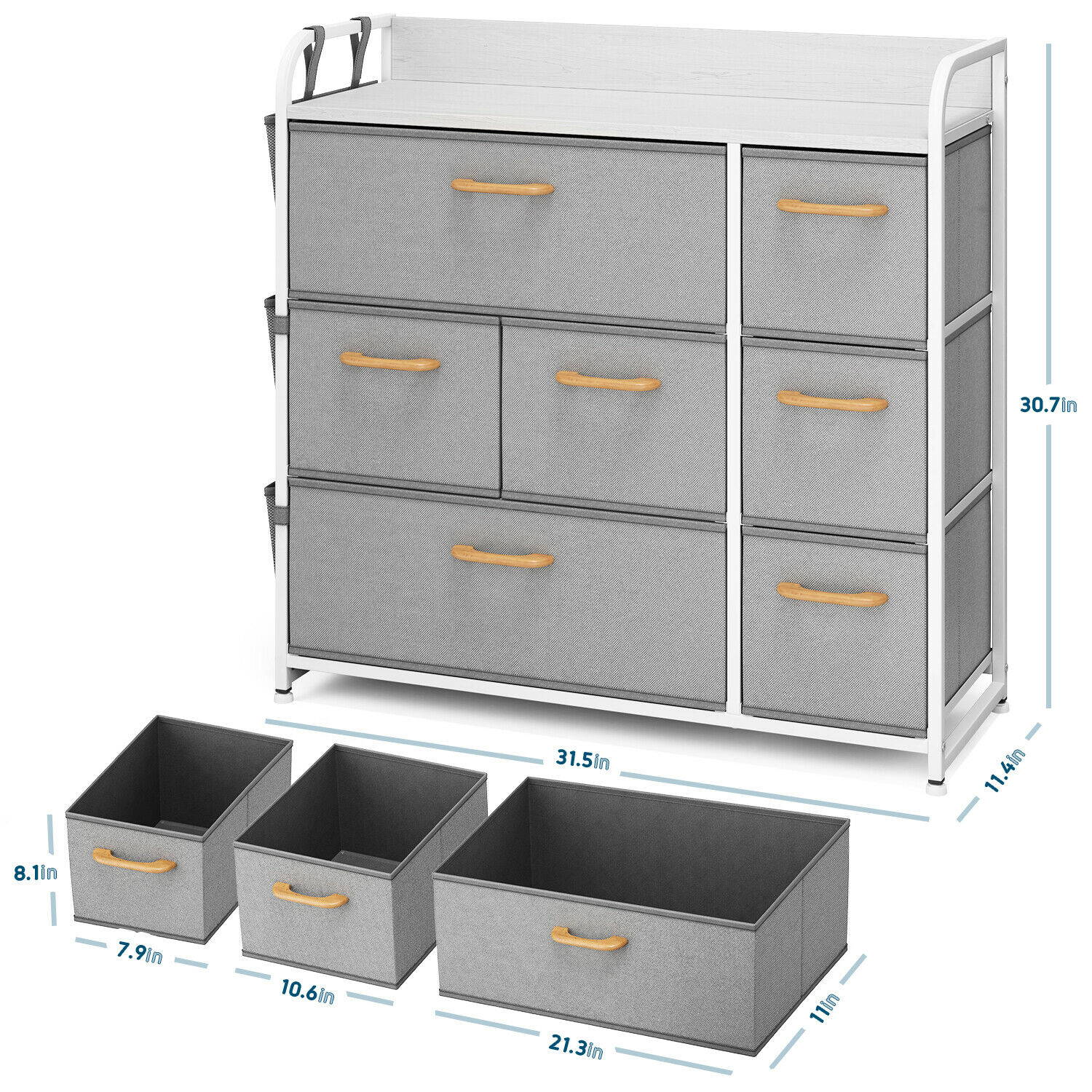7 drawer fabric dresser dimensions