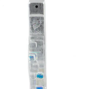 Mezuzah, Western Wall Design, Layered Clear Glass on Pewter Backing