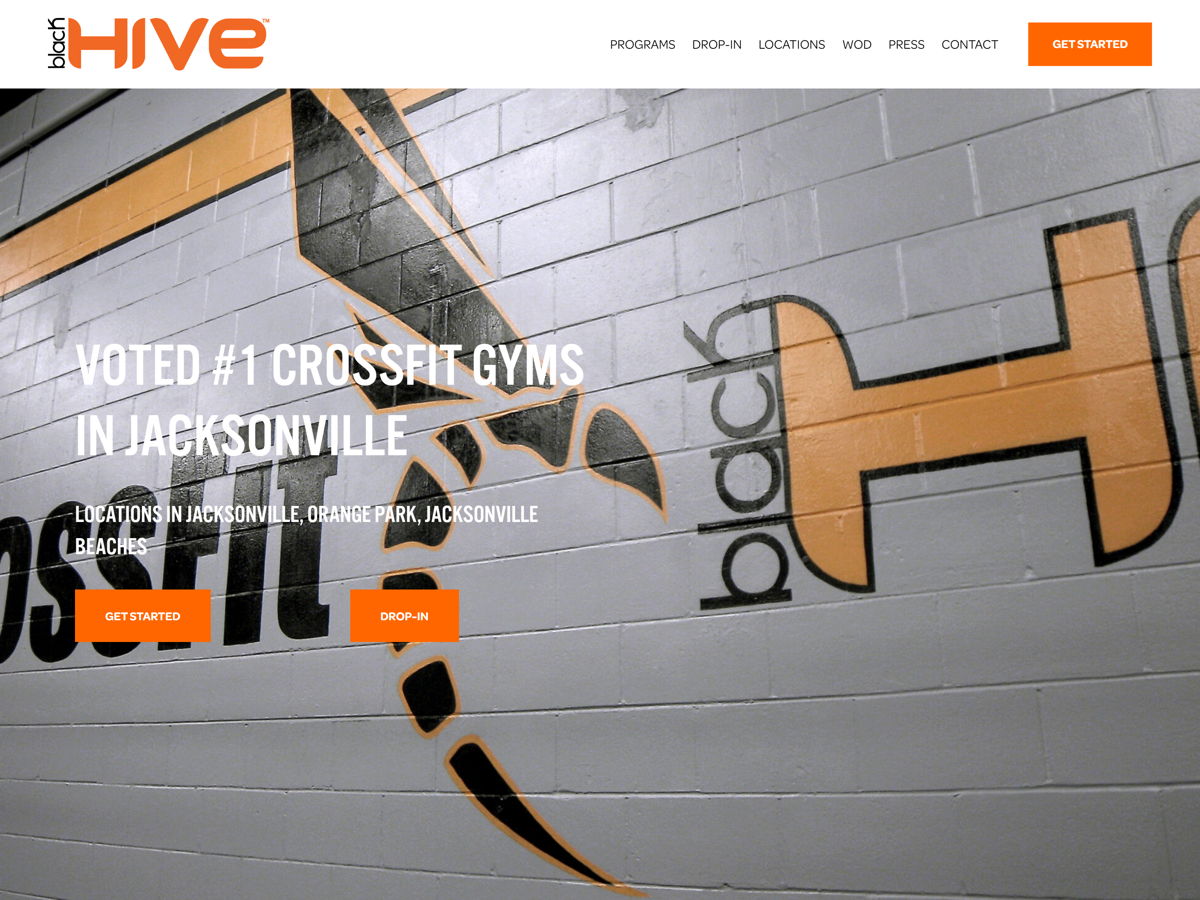 Screenshot of Black Hive, from the fitness websites collection.