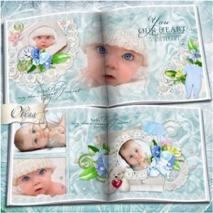 Детская фотокнига в PSD формате для мальчика - маленький ангел