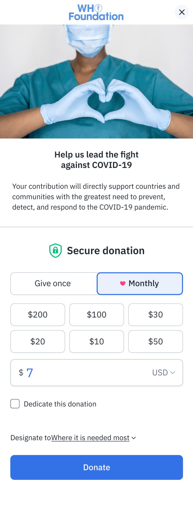 WHO Foundation Checkout Form
