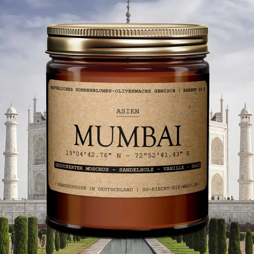 Bougie Parfumée Mumbai - Musc sucré | Bois de santal | vanille | résine