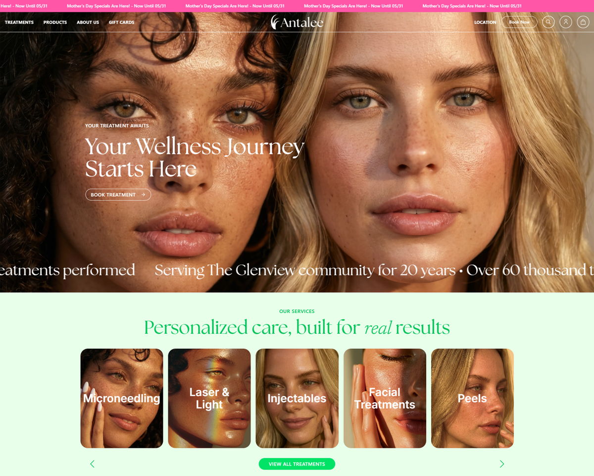 Screenshot of Antalee Wellness Spa, from the lovable websites collection.