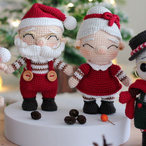 Padrão de crochê Sra. Claus para boneca + enfeite de árvore | Padrão de crochê de Natal