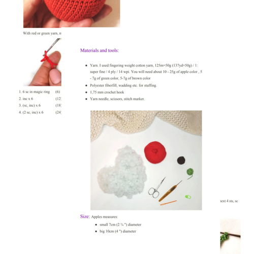 APPLE haakpatroon PDF - Boerderij Play Food Gehaakt Voedsel Patroon Amigurumi Patronen Speel Keuken Beginner Gemakkelijk Gehaakt Fruit Patroon
