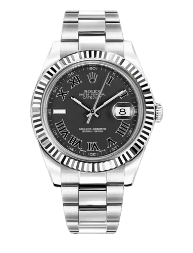 Rolex Datejust II 41 Black Roman Dial Oyster Bracelet Box and Papers 2011