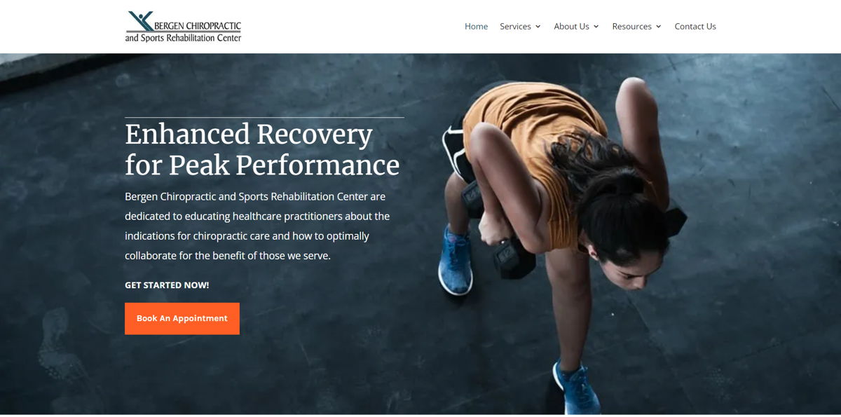 Screenshot of Bergen Chiropractic, from the chiropractor websites collection.