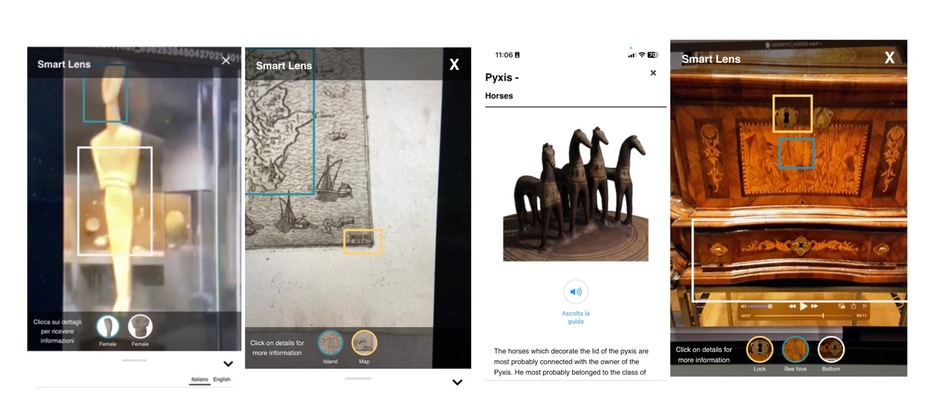 Smart lens - examples of details recognition and information presentation (images courtesy of MCA, Graz Museum, BoCCF)