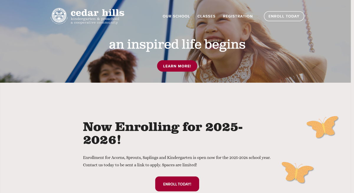 Screenshot of Cedar Hills Kindergarten & Preschool , from the kindergarten websites collection.