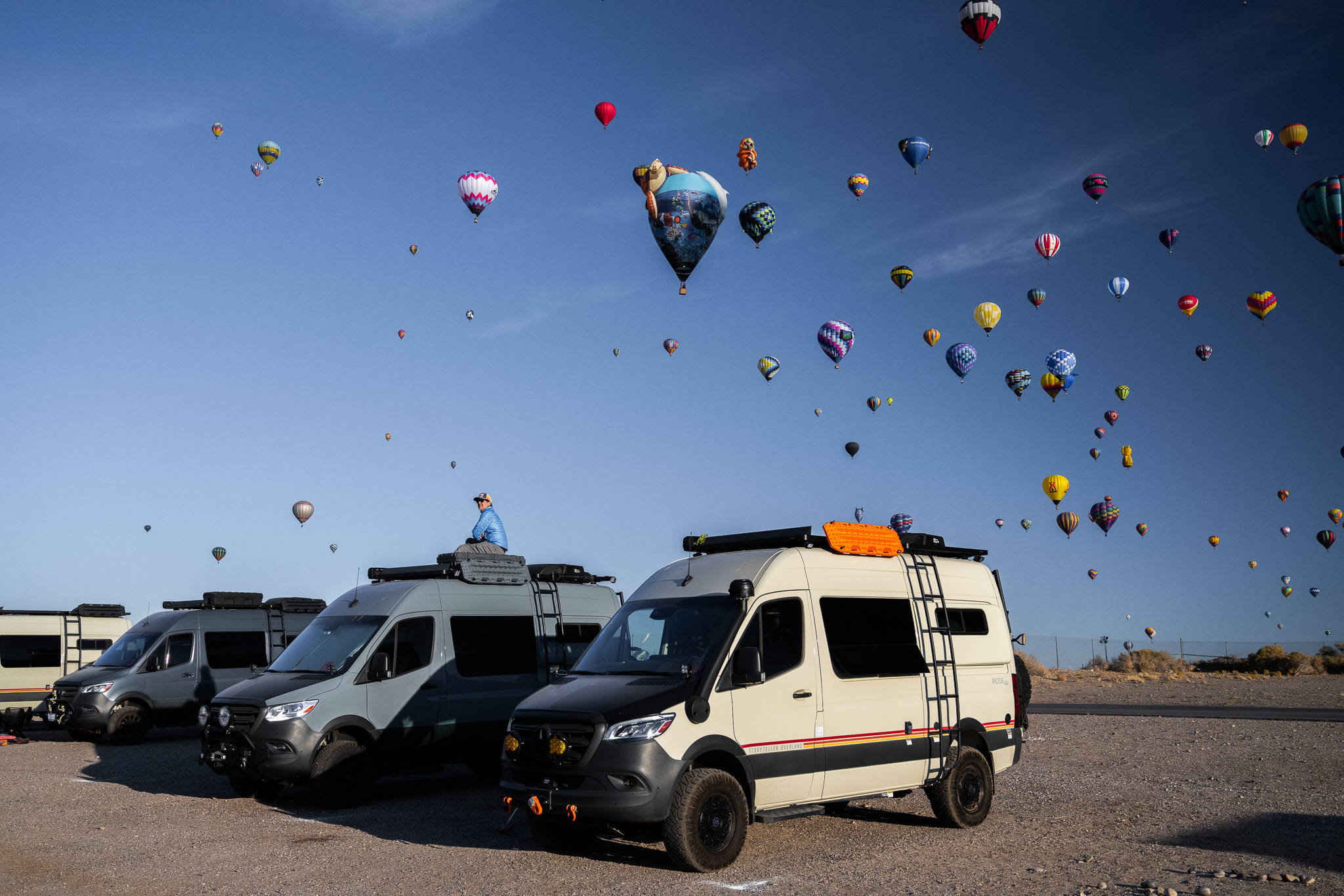 Storyteller Overland owners at the Albuquerque Balloon Fiesta