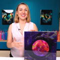 Violet Planet Pour - Mixed Media Abstract Art with Olga Soby