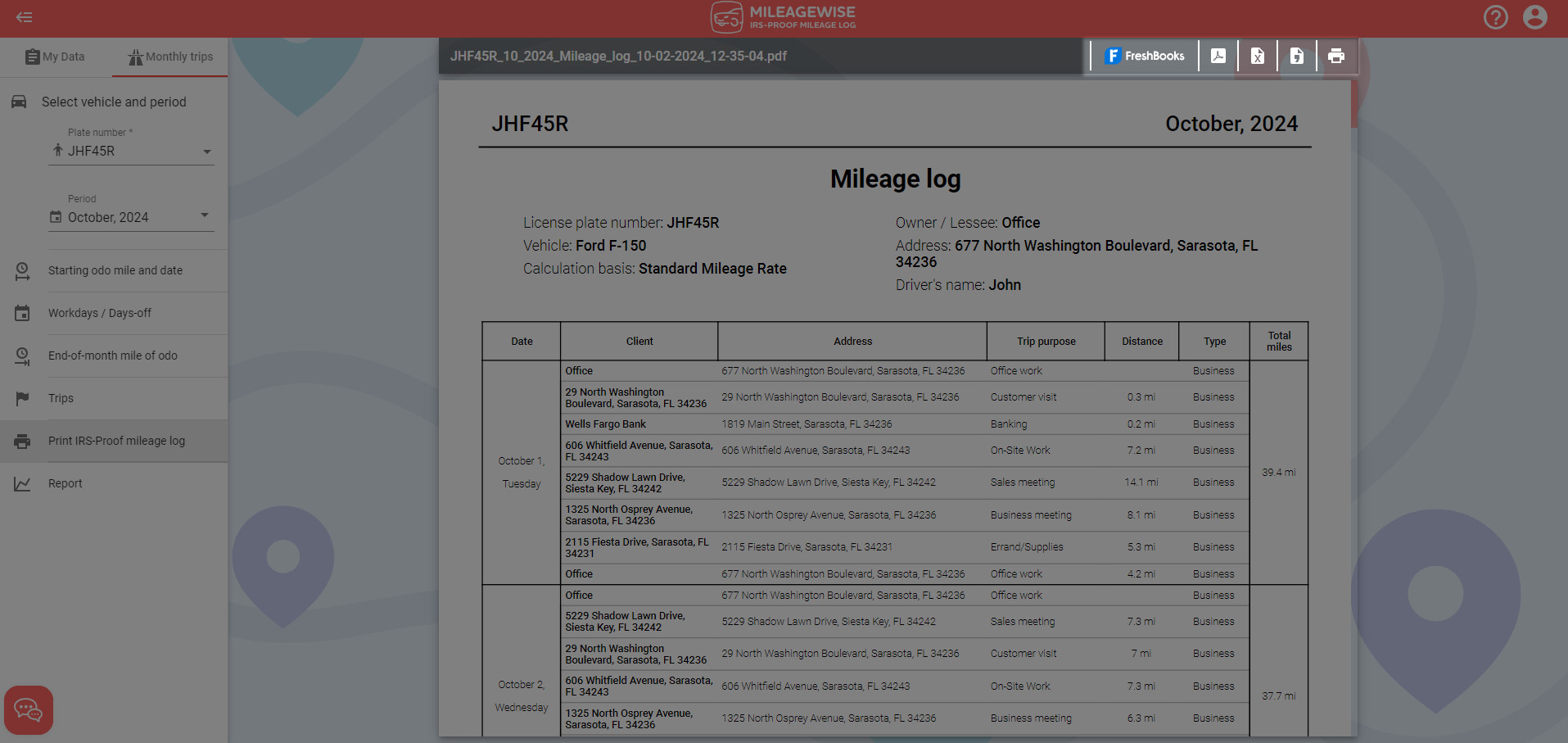 how to download mileage log