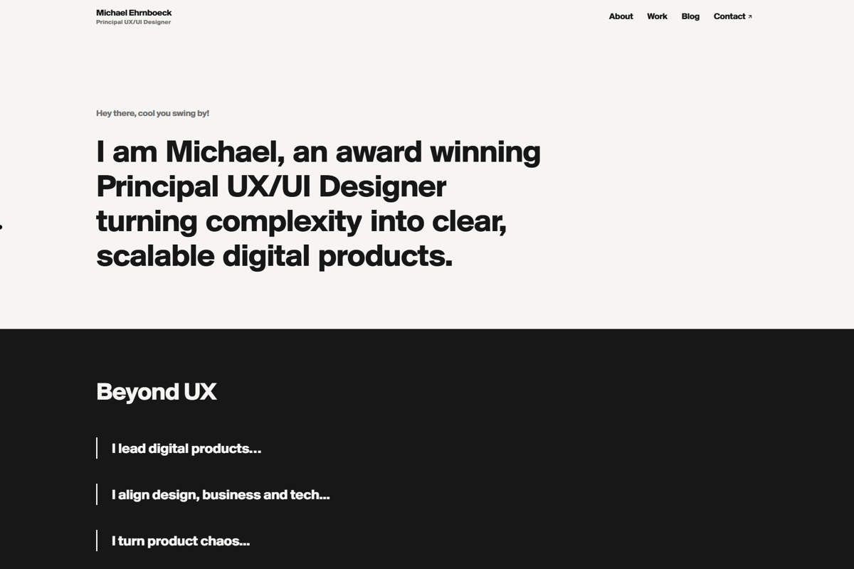 Screenshot of Michael Ehrnboeck, from the replit websites collection.