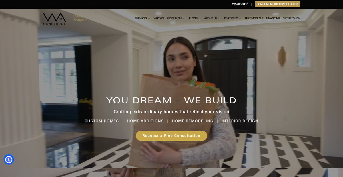 Screenshot of WA Construct, from the home builder websites collection.
