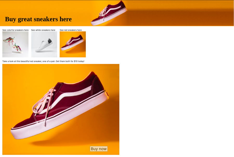 Example of a simple e-commerce page