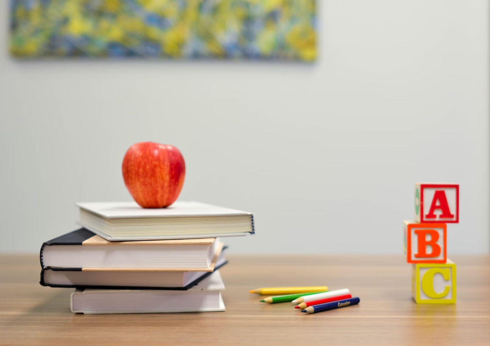 Apple on desk