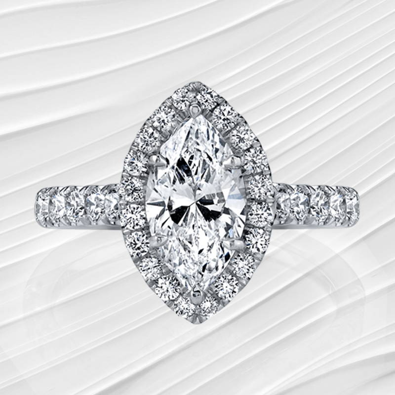 engagement ring with a marquis shaped diamond