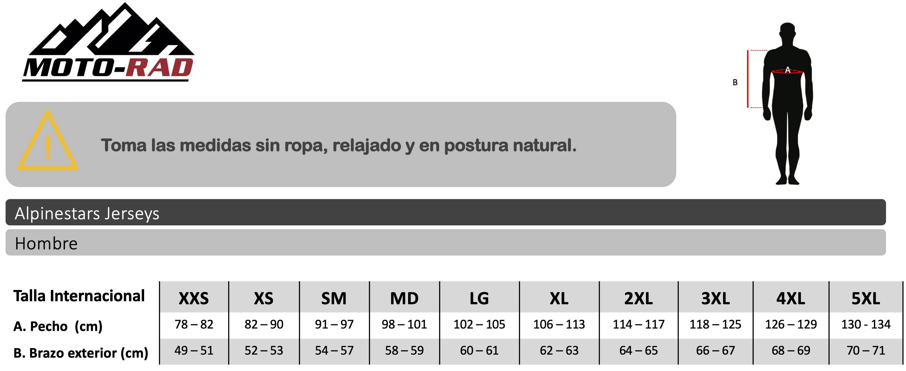 Guia de Tallas Jerseys Alpinestars
