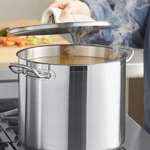 Vigor SS1 Series 20 Qt. Heavy-Duty Stainless Steel Aluminum-Clad Stock Pot with Cover