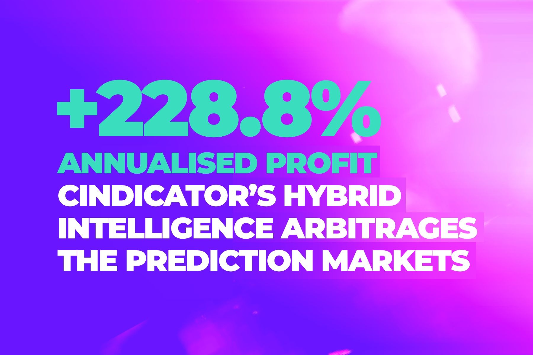 Cindicator’s Hybrid Intelligence arbitrages the prediction markets: +228.8% annualised profit