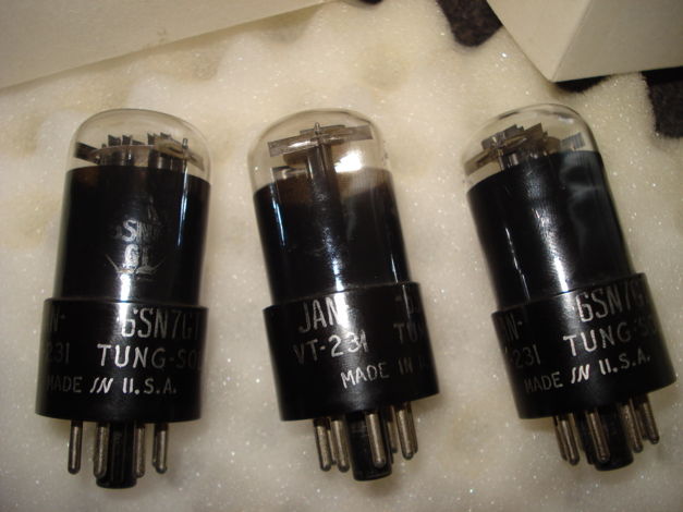 THREE TUNG-SOL 6SN7GT, VT231 BLACK GLASS TUBES  PERFECT