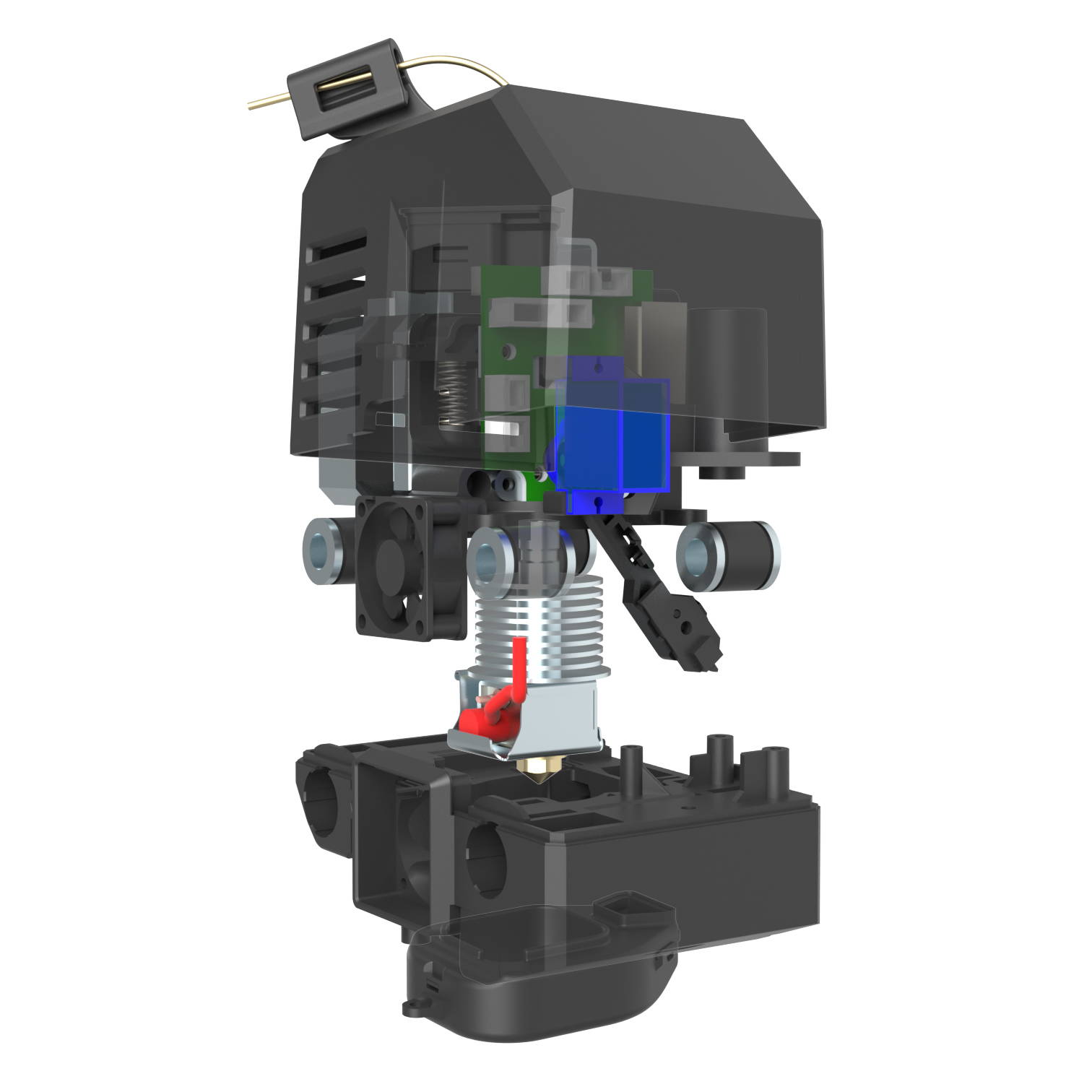 Exploded and semi-transparent view of 3D45 extruder