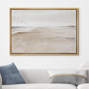 wall26 Framed Canvas Print Wall Art Sandy Beach Coastal Landscape Nature Wilderness Illustrations Fine Art Decorative Farmhouse/Country Relax/Calm/Cozy Multicolor Zen for Bedroom - 24"x36" Natural