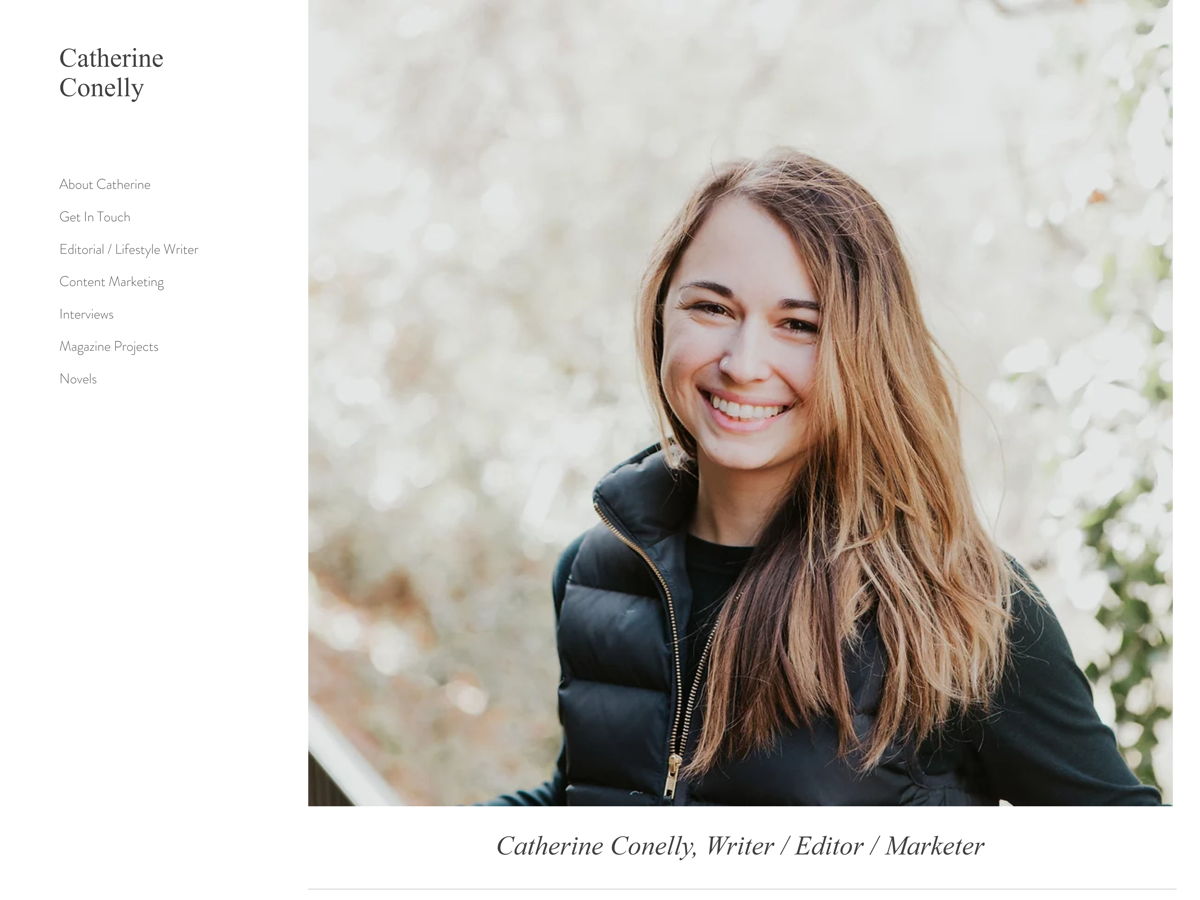 Screenshot of Catherine Conelly, from the writer websites collection.