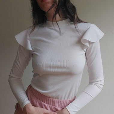 White shirt with shoulder detail