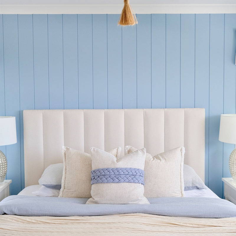Hamptons home bedroom styling with beautiful Hamptons cushion