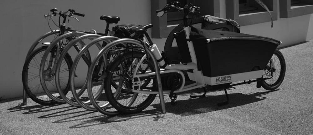 Urban Arrow cargo electric bike on rack