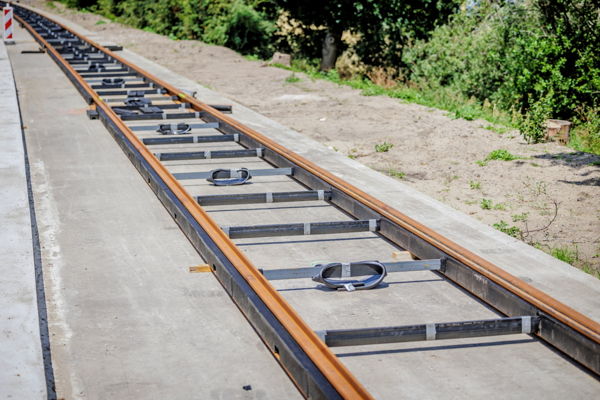 De constructie van het tramspoor De constructie van het tramspoor