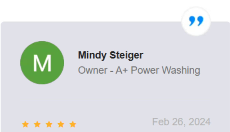 Customer Testimonial from Mindy Steiger at A+ Power Washing Customer Testimonial from Mindy Steiger at A+ Power Washing