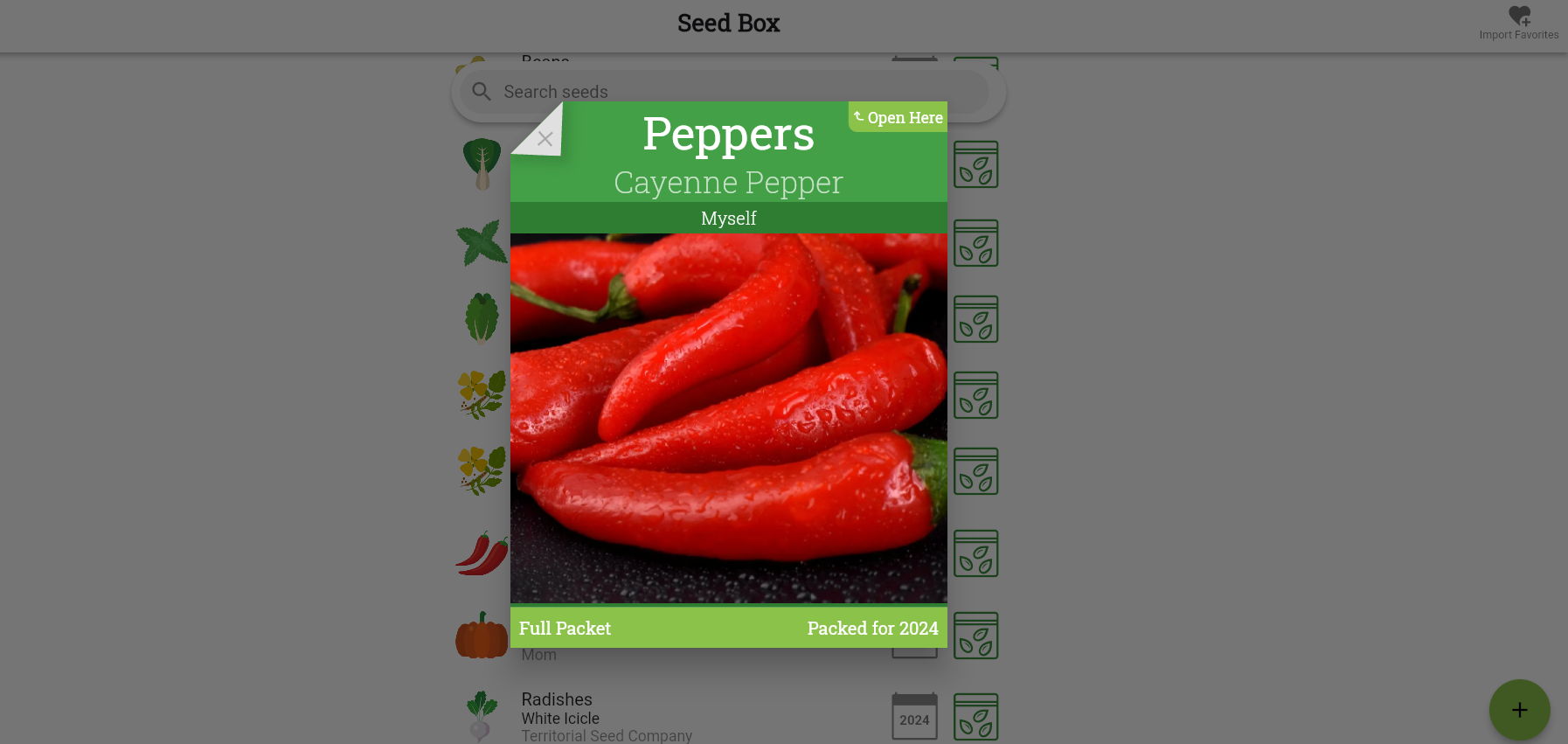 The Planter App has a seed box feature 
