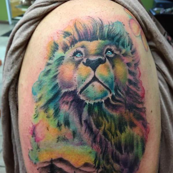 Tatouage Lion Mulitcolore