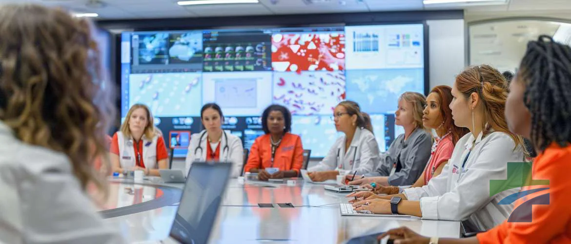 Nurses learning new digital tools in an interactive workshop setting.