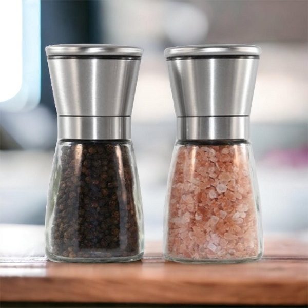 Gourmet Himalayan Salt & Peppercorn Stainless Steel Grinders