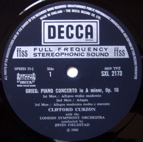 DECCA SXL-NB-ED4 / CURZON-BOULT, - Grieg Piano Concerto...