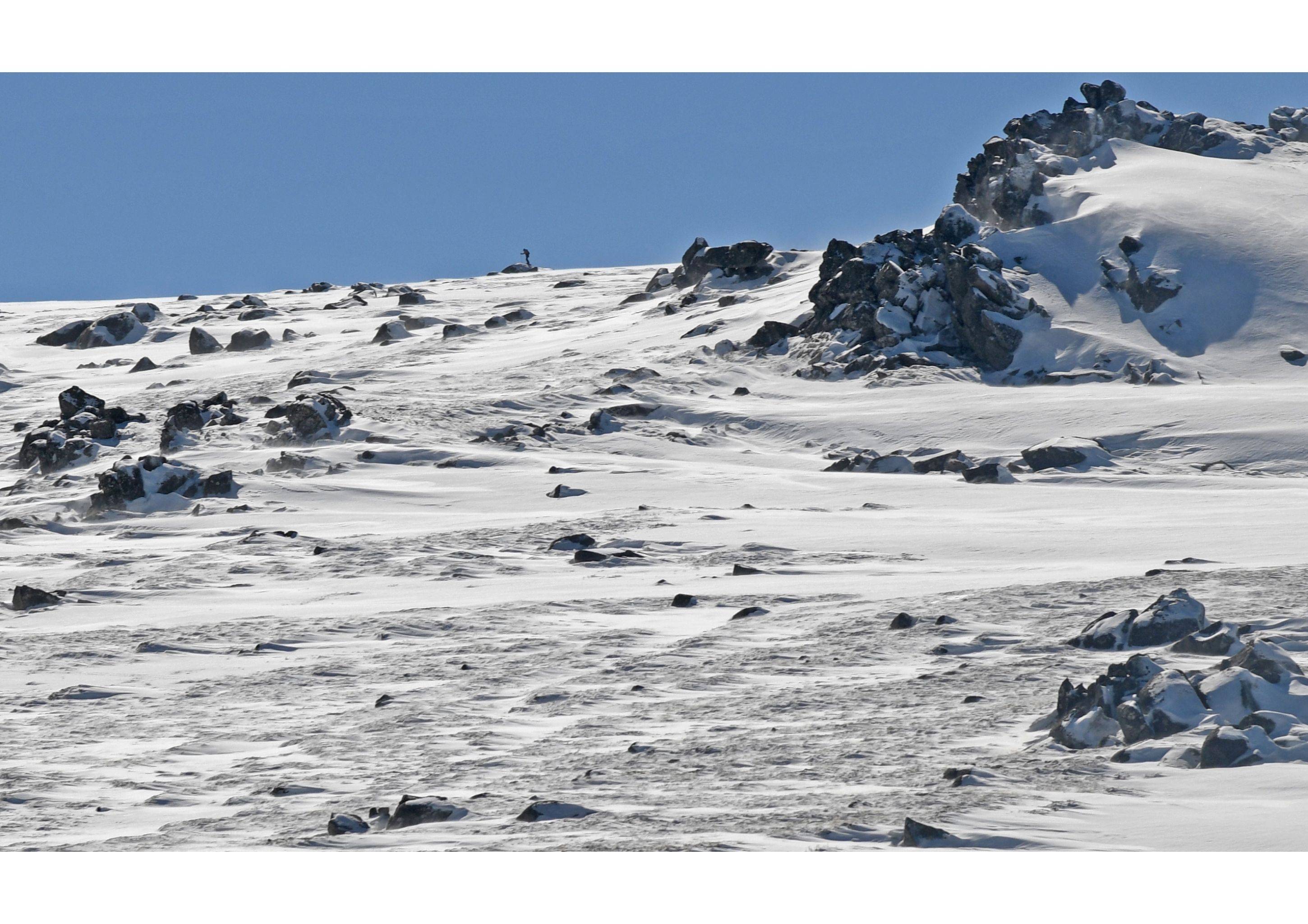 Lone Skier Snow Mountain