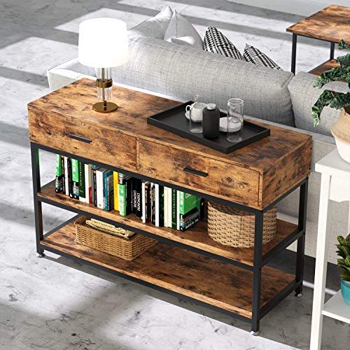IRONCK Rustic Console Table 2 Tier, Entryway Table with Storage vs King