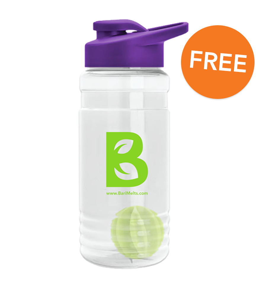Shaker bottle with Barimelts logo