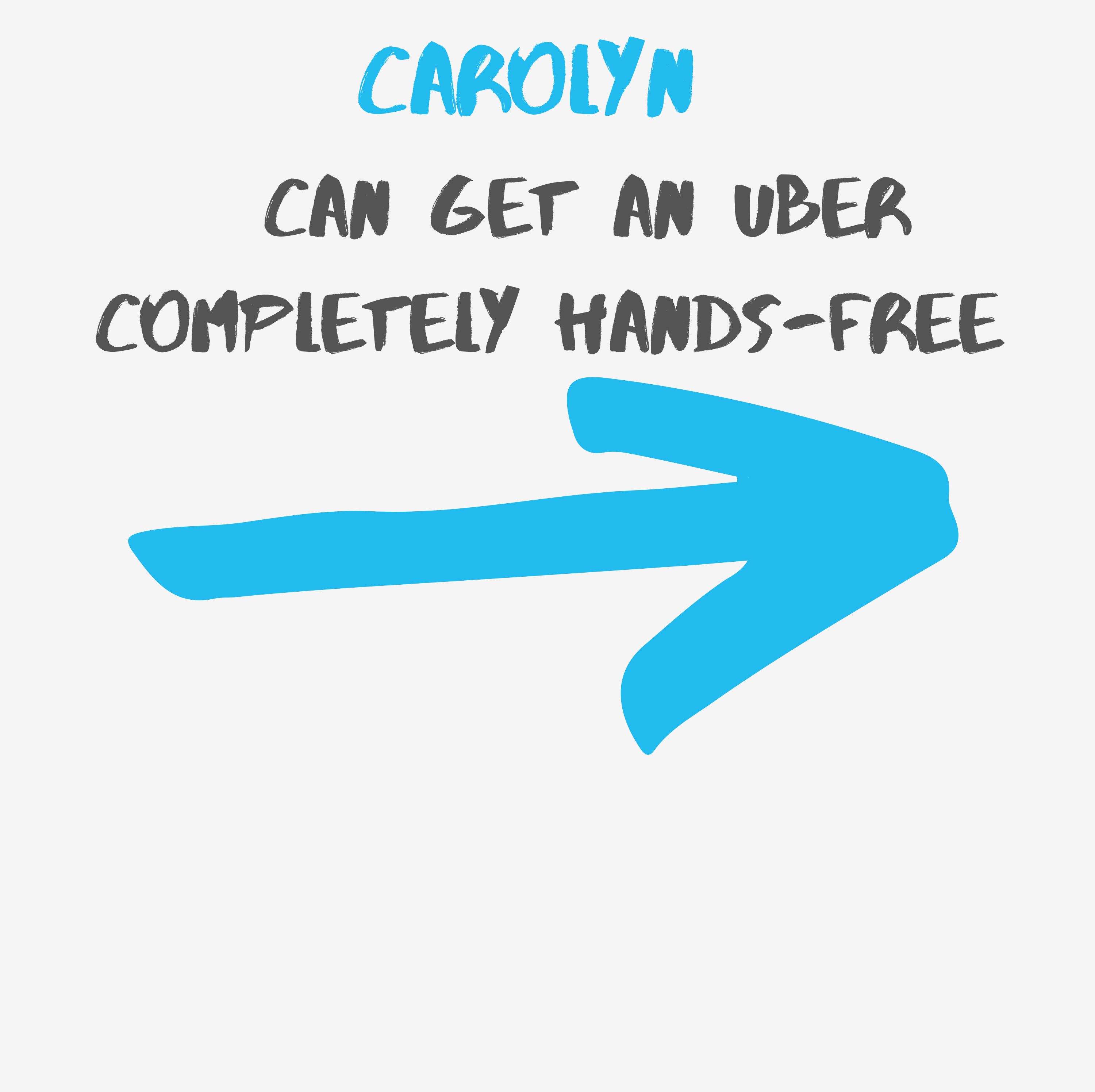 Carolyn can order an uber completely Hands-free, watch the video.