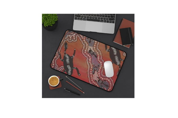 Aboriginal Dot Art Dingoes Desk Mat | Indigenous Style Mouse Pad