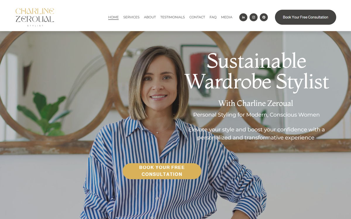 Screenshot of Charline Zeroual, from the stylist portfolios collection.