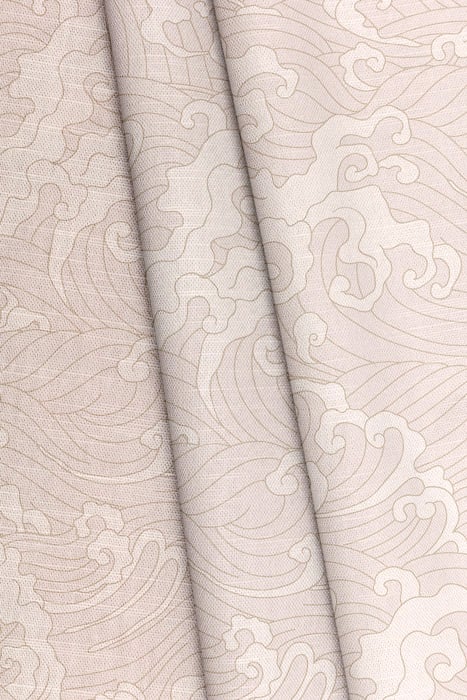 pink & white japanese curtain fabric panel image