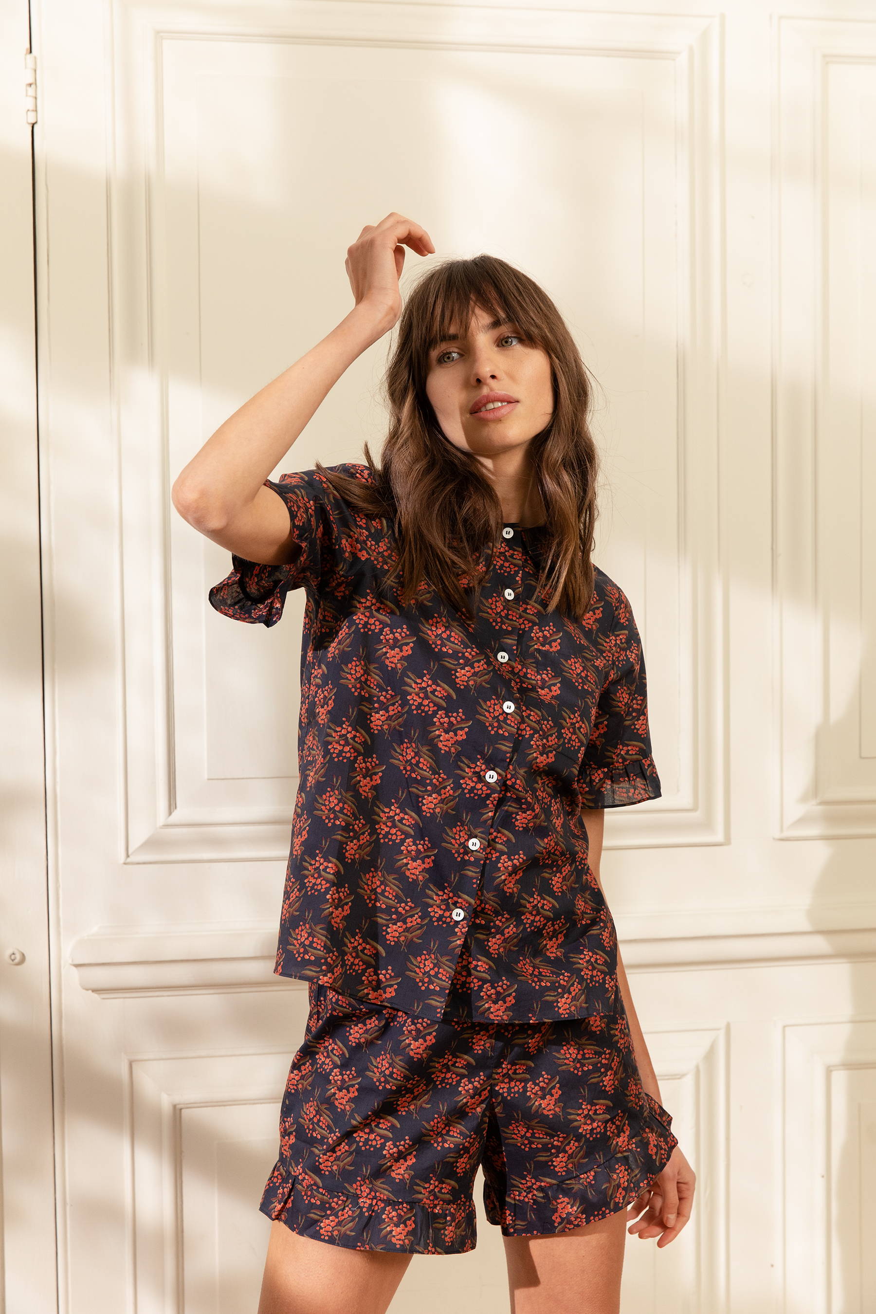 YOLKE SS19 - Prowling Leopard Silk Dressing Gown & Marianne Sky Hilary Set